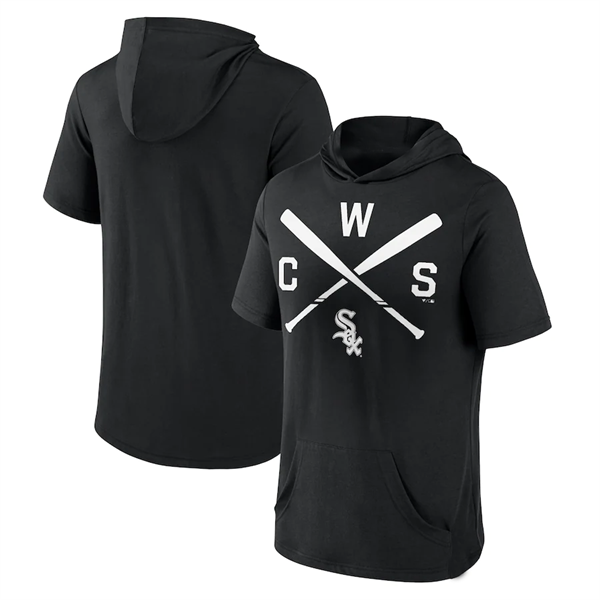 Men's Black Chicago White Sox Short Sleeve Pullover Hoodie